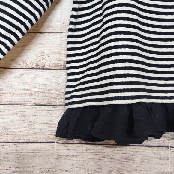 VINEYARD VINES Black White Striped Ruffle Bottom Top Long Sleeve Size XS - Picture 13 of 14